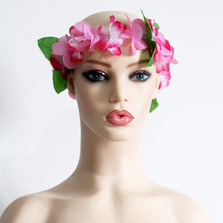 Hawaiian Leis Tropical Hawaii Luau Leaf Leis Flower Wreath Necklace Women Garland for Graduation Wedding Vacation Summer Beach Pool 24 Pack