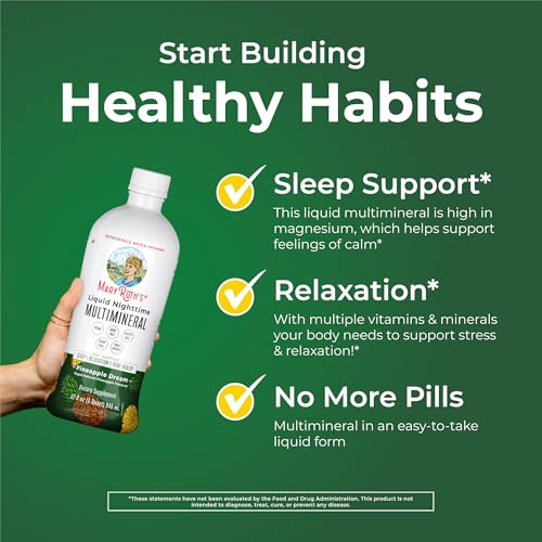 MaryRuth Organics Liquid Nighttime Multimineral Sleep Supplement | Sugar Free | Calm Magnesium Citrate | NO Melatonin | Calcium Magnesium Zinc | Pineapple Dream| Vegan | Gluten Free | 32 Servings
