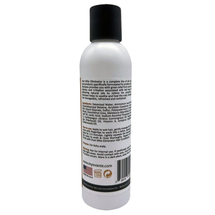 OVANTE Dust miteEliminator Scalp and Hair Treatment Shampoo for Humans Men Women with Flaky, Dry, Itchy Scalp - Reduces Scalp Itching, Redness, Irritation 6 oz