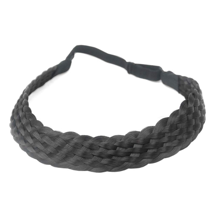 aHairBeauty 8 Plaited Braided Headband Hair Band Synthetic Hairpieces Braid Wig Piano Two Tone Colors Accessories for Women Girl Wide 1.2 Inch (Brown Black #1B/6B)