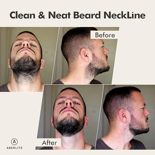 Aberlite FlexShaper 2.0 - Beard Shaper for Men - Hands-Free & Flexible Neckline Guide - Beard Trimmer Tool - Lineup Stencil Kit - White