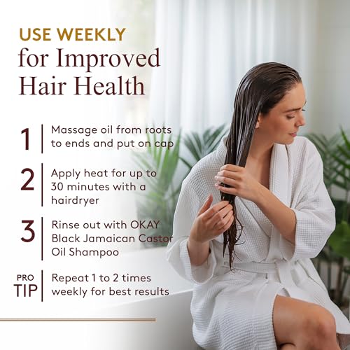 OKAY Pure Naturals Black Jamaican Castor Oil with Argan Oil - Castor for Hair Health, Moisture for Skin, Face, Scalp, Eyelashes, Eyebrows, for Men & Women - 4 Fl Oz Glass Bottle (1 Pack)