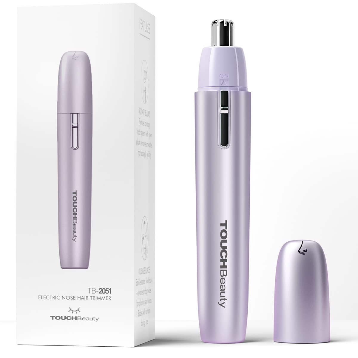 TOUCHBeauty Portable Ear Nose Hair Trimmer for Women 14500 RPM Faster Motor Painless Safe Trimming System Mini Sized Battery Powered Purple TB-2051