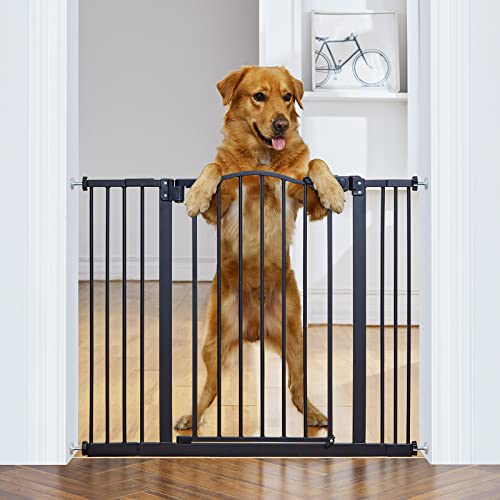 InnoTruth 29-39.6 Width Auto Close Baby Gate, 30 Tall Wide Dog Gate for Pets, Easy Install Walk Through for Doors, Hallways, House, Safety Kid/Puppy Pressure or Hardware Mounted Metal Gate, Black
