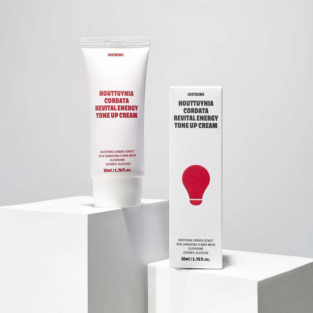 JUSTBEME Houttuynia Cordata Revital Energy Tone Up Cream/Instant Toning Effect – Evens Out Skin Tone - No Makeup Natural Look, Korean Skin Care (50ml / 1.76 fl oz)