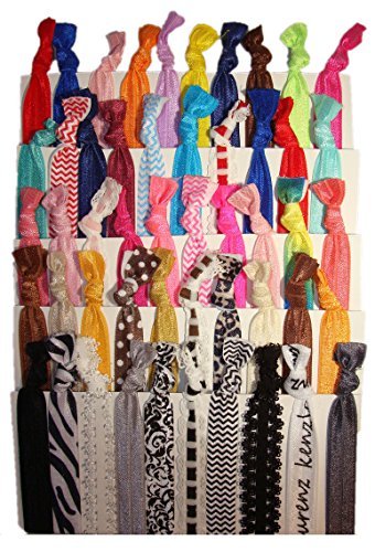 No Crease Hair Ties - 50 Pack (Prints and Solids) By Kenz Laurenz