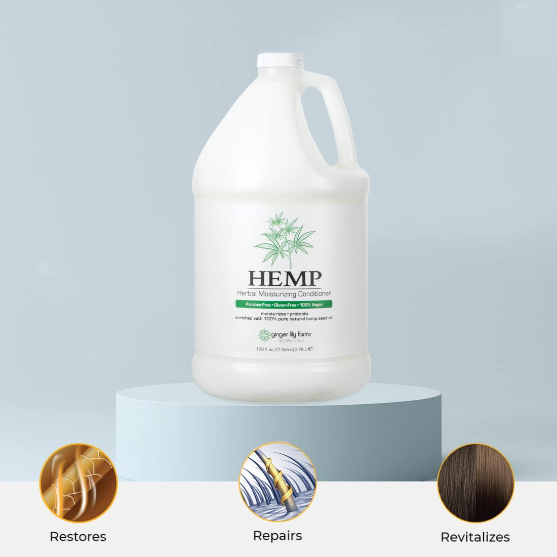 Ginger Lily Farms Botanicals HEMP Herbal Moisturizing Conditioner, Enriched with 100% Pure Natural Hemp Seed Oil, 100% Vegan & Cruelty-Free, 1 Gallon Refill