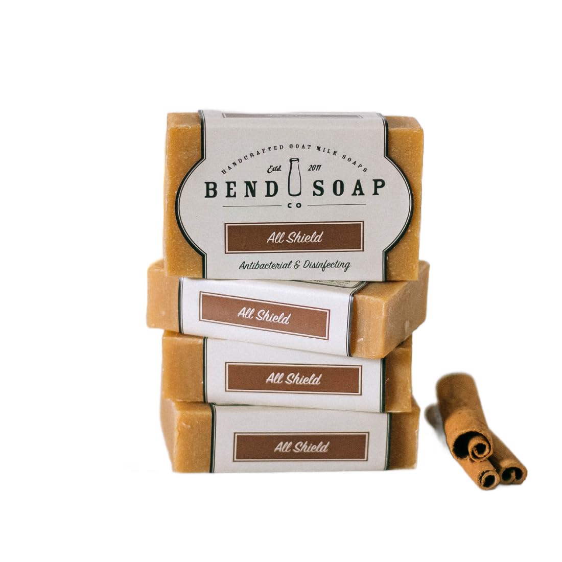 Bend Soap Company All Natural Handmade Goat Milk Soap for Dry Skin Relief, All Shield, 4 Count