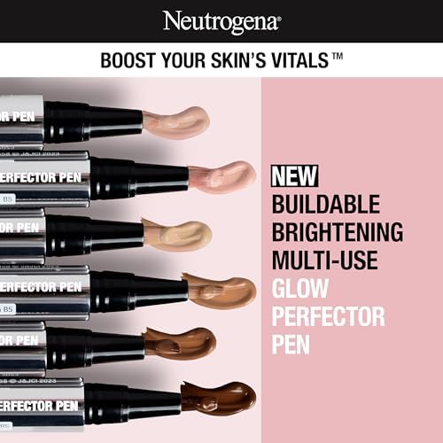 Neutrogena Healthy Skin Glow Perfector Pen, Lightweight Brightening Concealer Pen with Pro-Vitamin B5 & Vitamin E to Brighten Darkness & Dullness for a Natural, Radiant Highlight, Fair, .1 oz