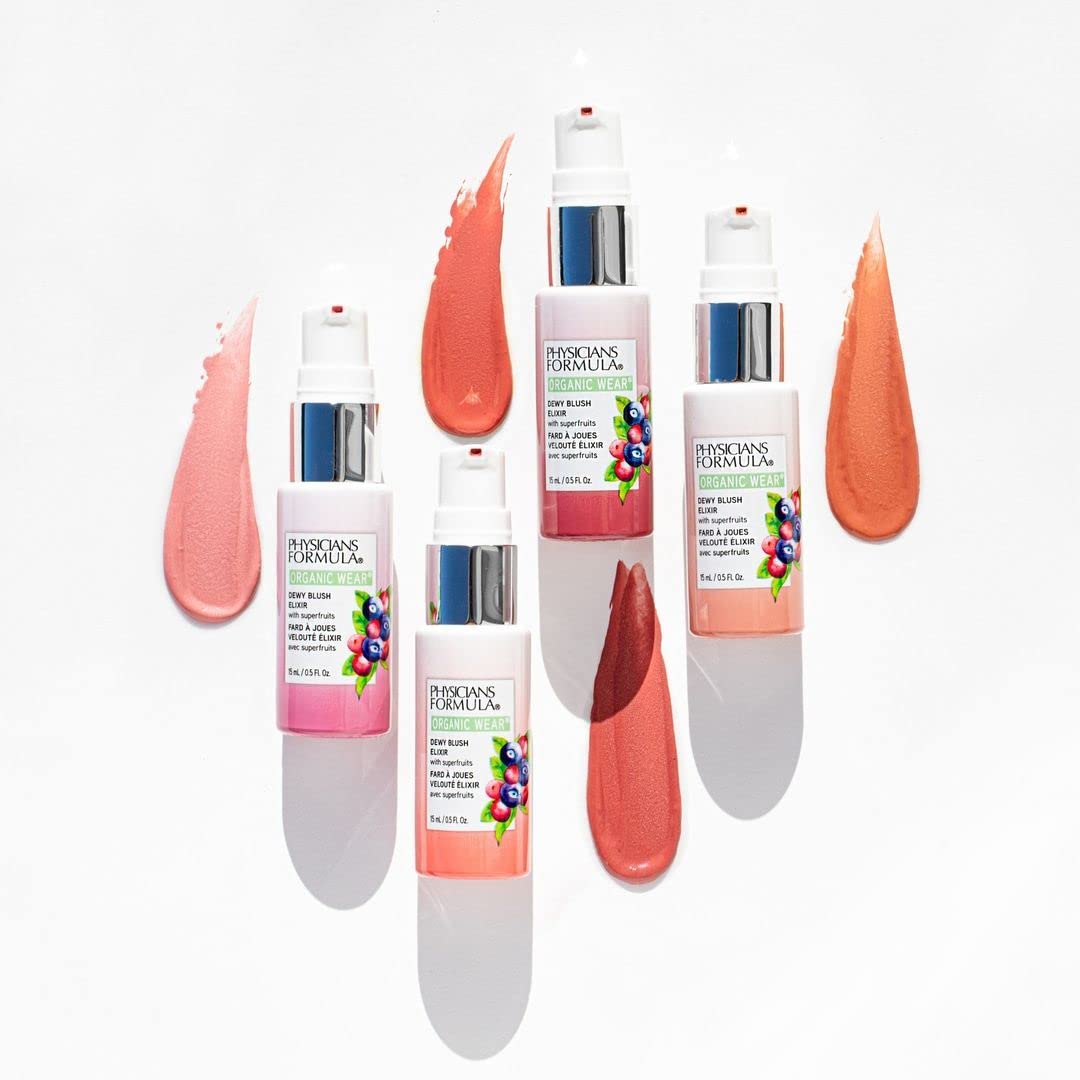 Physicians Formula Organic Wear All Natural Dewy Blush Cream Elixir Apricot Glow, Dermatologist Tested