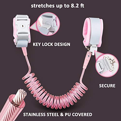 Anti Lost Wrist Link (8.2ft), Socub Breathable Toddler Leash Wrist for Child Safety, Wrist Link for Kids with Key Lock, Blue