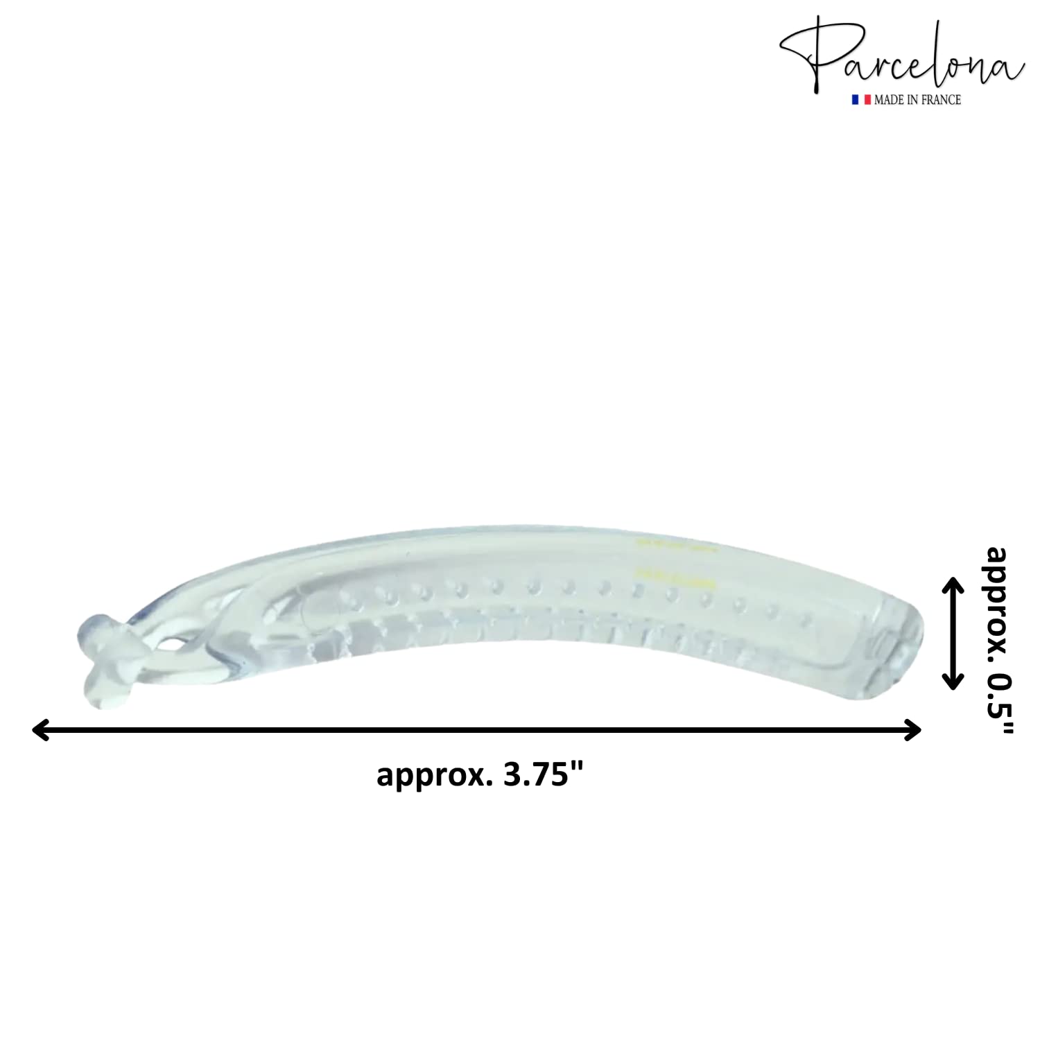 Parcelona French Small 3 Ã‚¾ââ‚¬Â Celluloid Set of 2 French Banana Hair Clip Flexible Ponytail Holder Fashion Durable Styling Paris Hair Accessories for Women, Made in France (Clear)