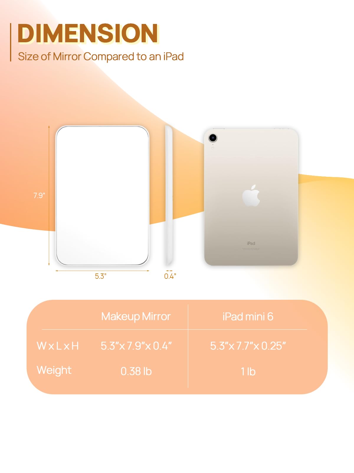 OMIRO Desk Makeup Mirror, 8 x 5 inches Table Mirror with Foldable Stand and Hanging Hole for Shaving and Travelling, White