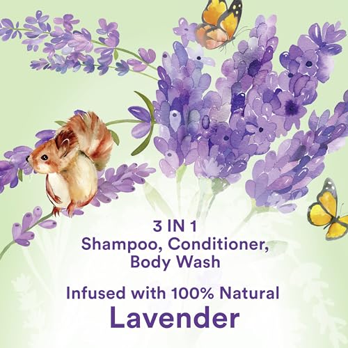 Suave Kids Natural Lavender Oil 3-in-1 Tear Free, Body Wash, Shampoo and Conditioners, No Sulfates, No Parabens, No Silicones, No Dyes, 16.5 Oz Pack of 4