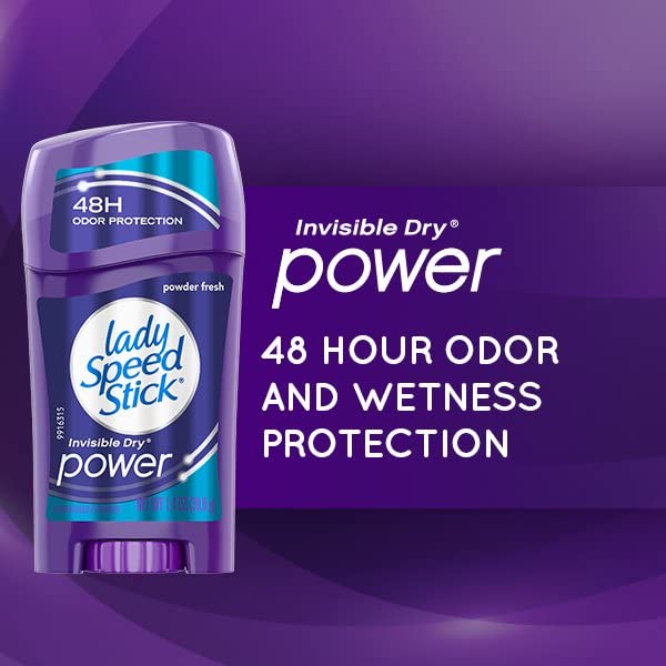 Lady Speed Stick Deodorant 2.3 Ounce Powder Fresh Invisi Dry (68ml) (3 Pack)