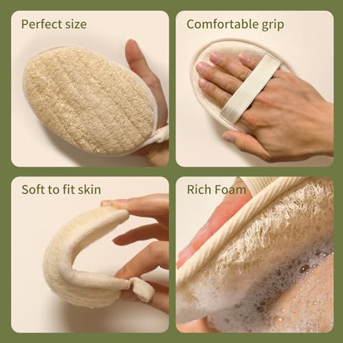 Natural Loofah Exfoliating Body Scrubber(2Pack),Made from Organic Bath Luffa for Women and Men