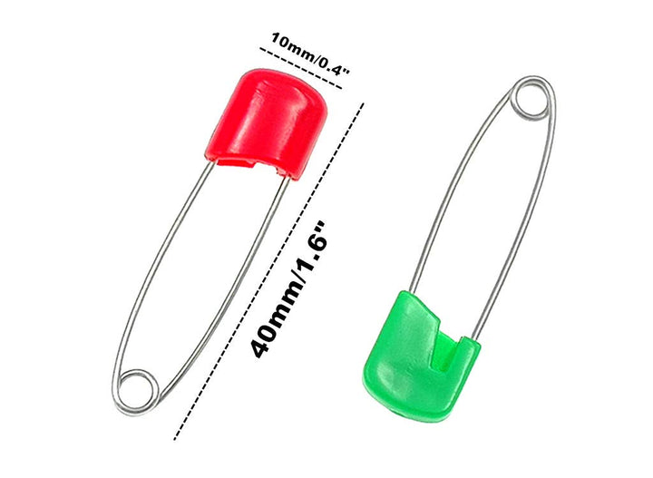 Kinteshun Baby Safety Pins,Kid Secure Clips Diaper Bib Nappy Pin with Safe Lock(50pcs,1.6 inches,7 Assorted Candy Colors)
