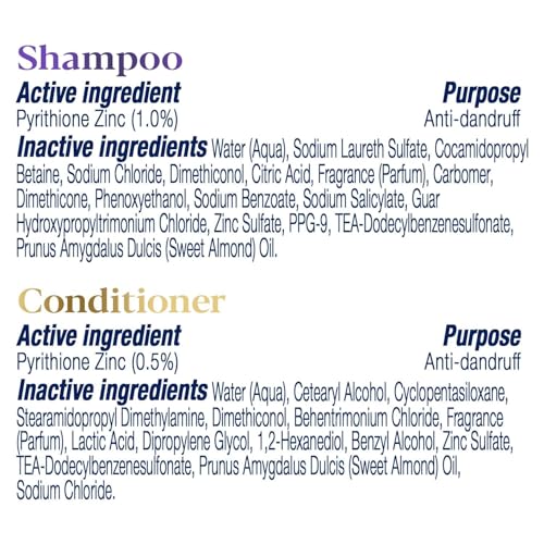 Dove Anti-Dandruff Shampoo and Conditioner Set – Soothing Moisture with Pyrithione Zinc + Sweet Almond Oil for Hair, 12 Oz Ea