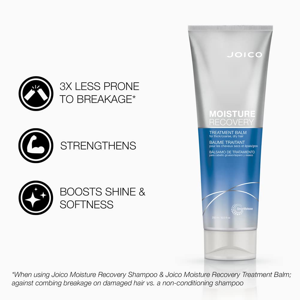 Joico Moisture Recovery Treatment Balm | For Thick, Coarse, Dry Hair | Restore Moisture, Smoothness, Strength, & Elasticity | Reduce Breakage & Frizz | With Jojoba Oil & Shea Butter | 8.5 Fl Oz