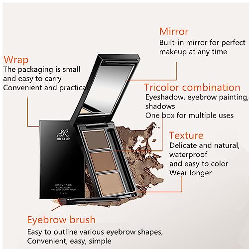Eyebrow powder three-color eyebrow palette beauty contour eyebrow pencil professional eye makeup eyebrow filler1