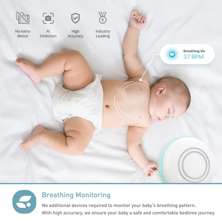 Lollipop Baby Monitor (Turquoise) - Full-Featured Smart Wi-Fi Camera of True Crying Detection with Extra in-App Plan of Breathing Monitoring/Sleep Tracking-Accessories Free/7 Days Trial Period