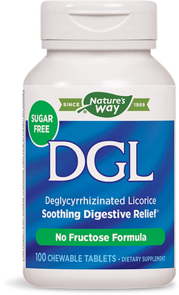 Nature's Way DGL (Without Fructose), 100 Chewable Tablets. Pack of 2 Bottles