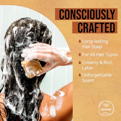 SoapFactory Ayurveda Solid Shampoo Bar with Castor Oil for Hair Growth, Ayurvedic Organic Hair Soap for Men and Women, 100% Natural, Vegan, 3 ounce