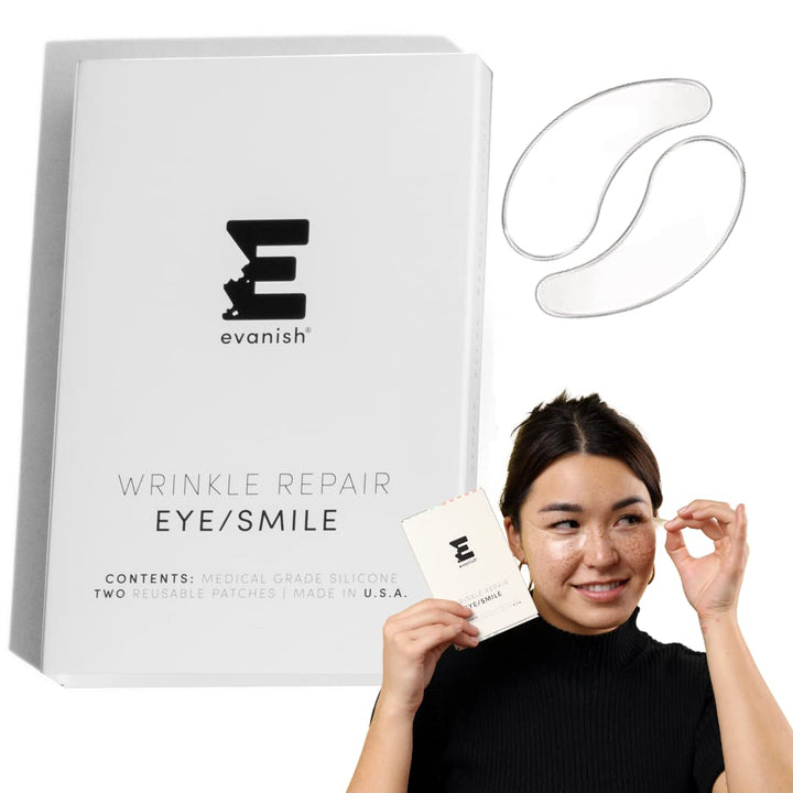 Evanish Skincare Wrinkle Repair Eyes and Smile - Hydrating Under Eye Patches for Puffy Eyes and Fine Lines - Reusable Silicone Gel Masks - Anti-Wrinkle Treatment, USA Made (2 Count)