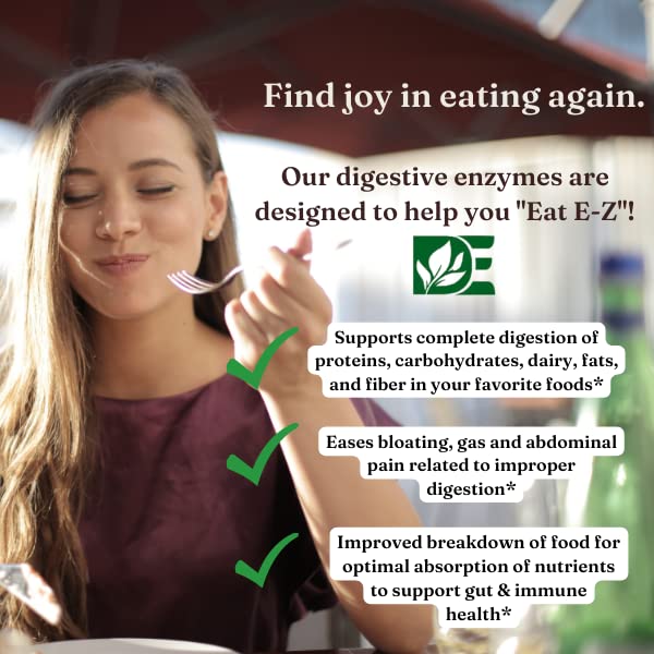 Eat E-Z Ultra Digestive Enzymes for Gut Health; Anti-Bloating; Digestive Enzyme for Immune Support | 90 Count