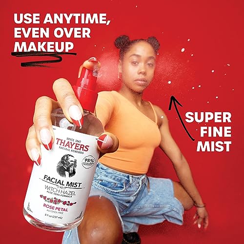 Thayers Alcohol-Free Witch Hazel Facial Mist Toner with Aloe Vera, Rose Petal, Soothing and Hydrating, For All Skin Types, 8 oz