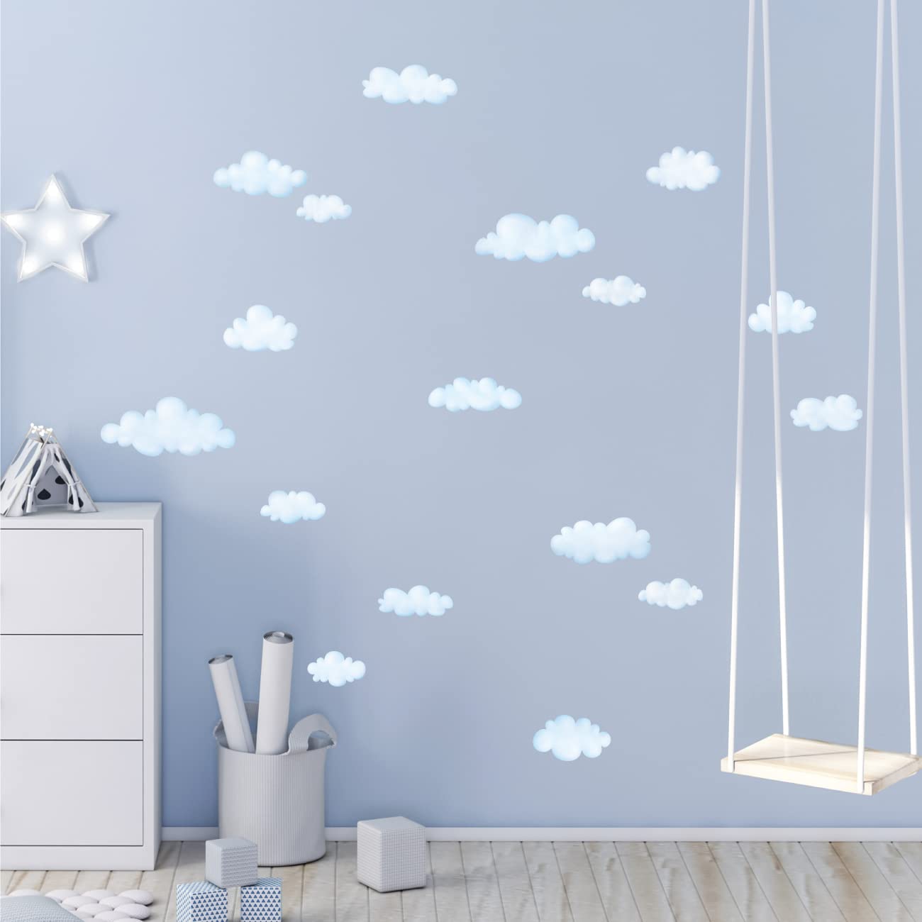 DECOWALL DS-8030 Clouds Kids Wall Stickers Wall Decals Peel and Stick Removable Wall Stickers for Kids Nursery Bedroom Living Room (Small)