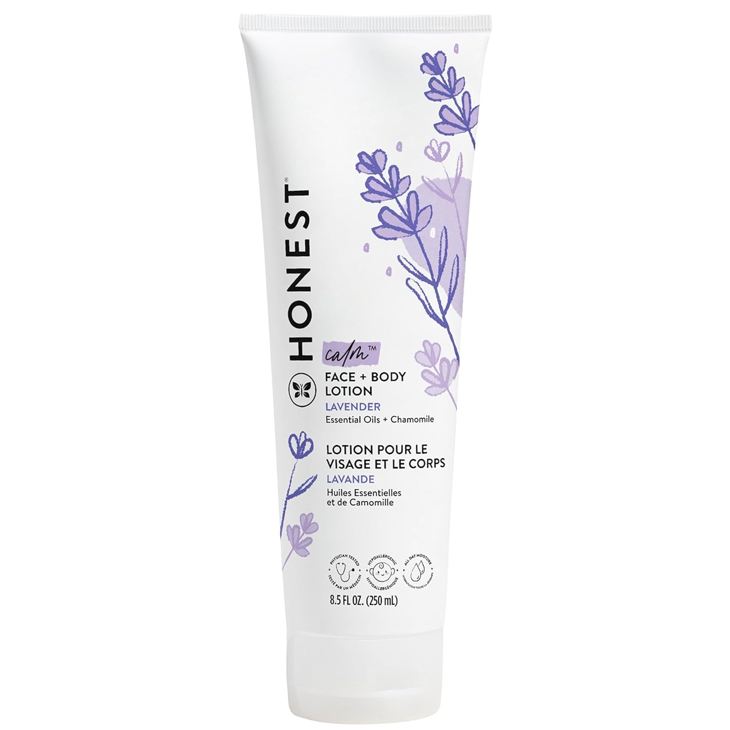 The Honest Company Hydrating Face + Body Lotion | Fast Absorbing, Naturally Derived, Hypoallergenic | Lavender Calm, 8.5 fl oz