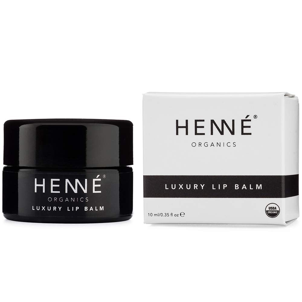 Henné Organics Luxury Organic Lip Balm, 0.35 Ounces, Clear, Mild and Natural Scent