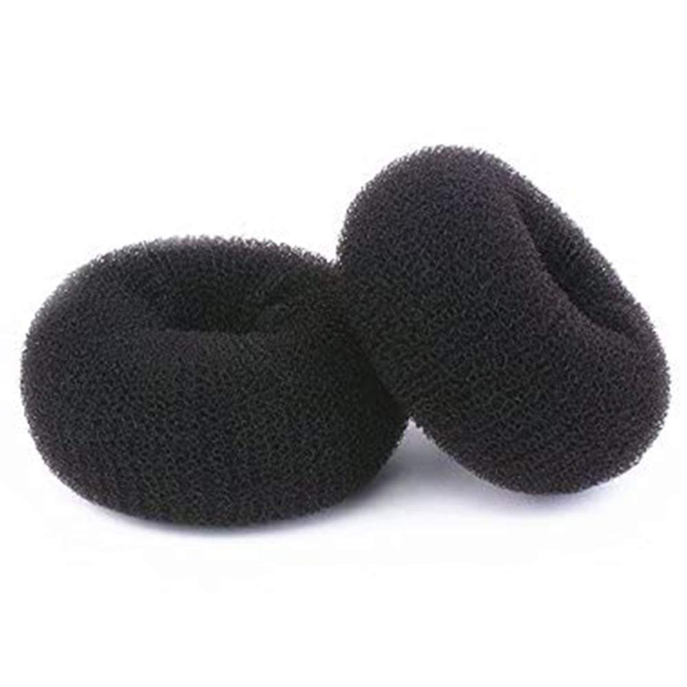 Hair Donut Bun Maker, Ring Style Bun, 2PCS Chignon Hair Medium Doughnut Shaper for Short and Thin Hair (Medium, 3 Inch/Black)
