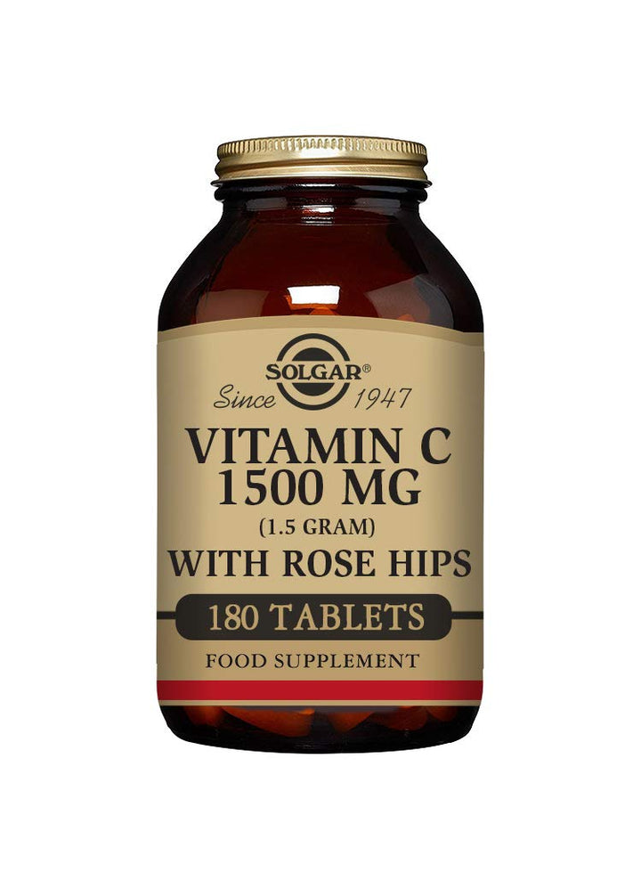 Solgar Vitamin C 1500 mg with Rose Hips, 180 Tablets - Antioxidant & Immune Support - Overall Health - Supports Healthy Skin & Joints - Non GMO, Vegan Gluten Free, Dairy Free, Kosher - 180 Servings