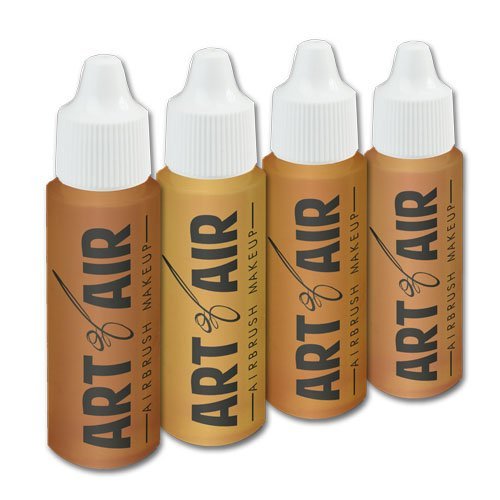 Art Of Air 4pc Medium Complexion Professional Airbrush Cosmetic Makeup Set 1/2 Oz Bottles
