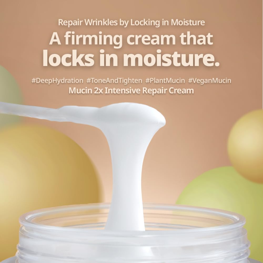 META FORET Mucin 2x Intensive Repair Cream 1.76oz 50grams / Day and Night Face Moisturizer for Dry, Sensitive, Hydrating, Nourishing, Anti Aging, No More Snail Mucin