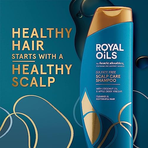 Head & Shoulders Royal Oils Moisturizing Shampoo, Anti Dandruff Treatment for Natural, Curly, and Coily Hair, with Coconut Oil and Apple Cider Vinegar, Sulfate, Paraben & Dye-Free, 12.8 Fl Oz