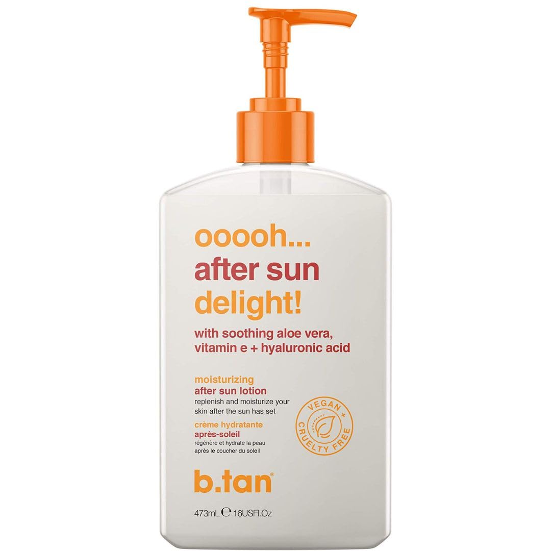 B.TAN After Sun Lotion | Ooooh Aftersun Delight - Aloe Vera & Hyaluronic Acid, Sun Burn Pure Skin Relief, Moisturizing, Soothing, Face & Body Cream, 16 Fl oz