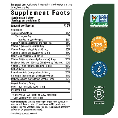 MegaFood Women's One Daily Multivitamin Soft Chews - Multivitamin for Women with Folate, Vitamin B6, Vitamin B12, Biotin, Vitamin D - Delicious Mixed Berry Flavor - Vegetarian, Non-GMO - 30 Chews