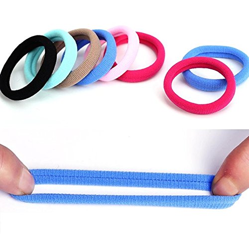 Set Of 24 Multicolor Hair Bands Ties Elastics Ponytail holders No Crease Thick Seamless Cotton Stretch Hair Ties Durable Headband for Women (Black)