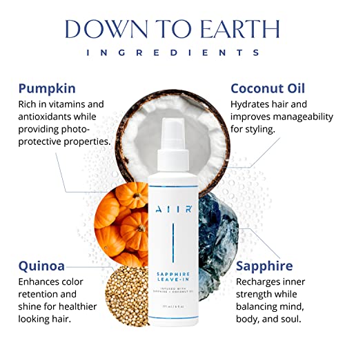 AIIR Sapphire Leave In Conditioner - Lightweight Moisturizing Detangler, Hydrate Dry Damaged Hair, Tame Frizz & Flyaways, Heat Protectant Spray for Blowouts and Thermal Styling, 6 oz