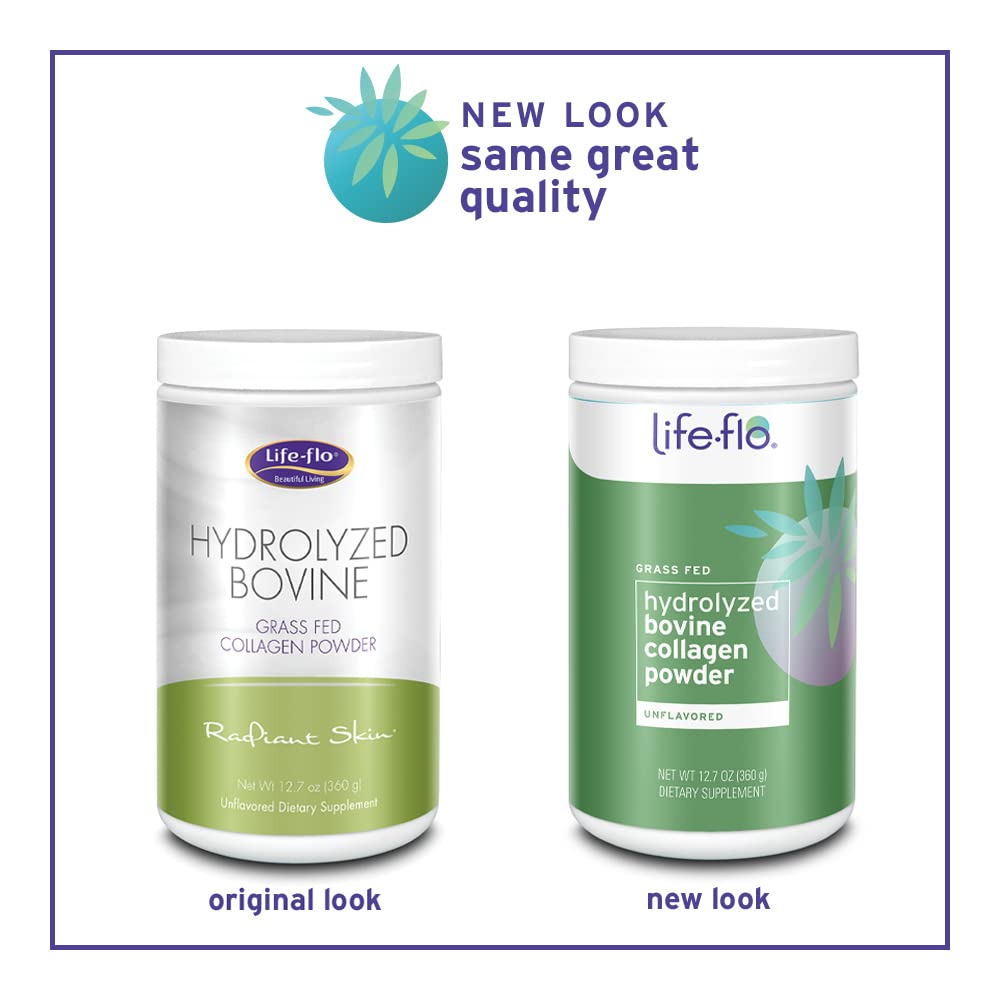 Life-Flo Hydrolyzed Bovine Collagen, Grass Fed | Supports Vibrant Skin & Hair, Bone & Joint Health | 12.7oz, 60 Serv.
