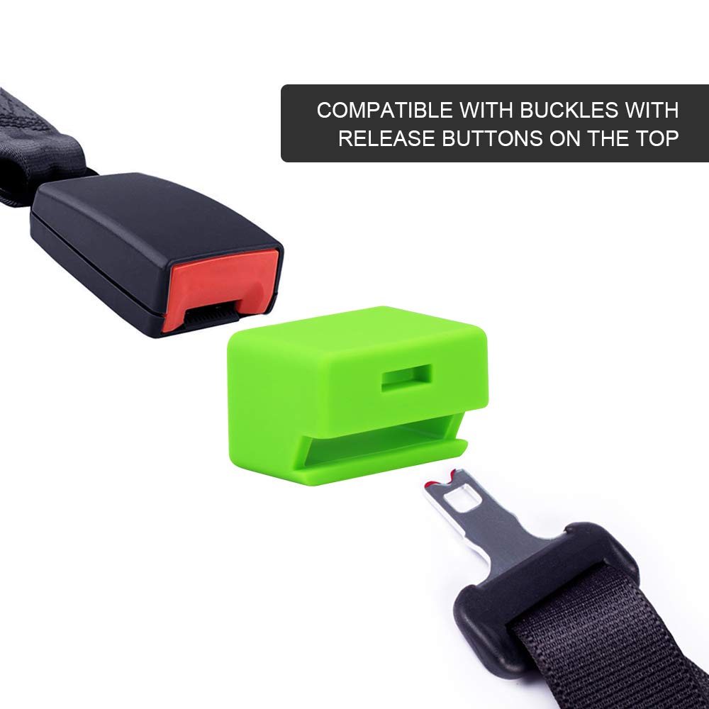 Morlike Silicone Seatbelt Secure Buckle Safety Cover Lock | Keep Children Safe in Car Seat and Prevent Kids from Accidentally Unbuckling | Buckle Guard Fits Almost Vehicles(Green, 2 Pack)