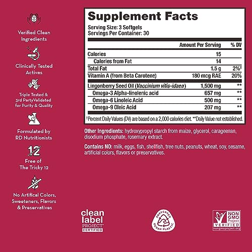 HUM Arctic Repair - Clear Skin Supplement with Vitamins A & E, Omegas 3, 6 & 9, and Lingonberry Seed Oil to Help Reduce Appearance of Wrinkles, Rejuvenate & Hydrate Skin (90-Count)