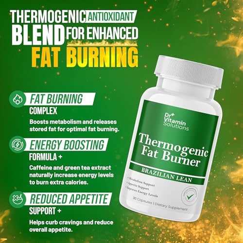 Dr Vitamins Thermogenic Fat Burner for Women and Men - Appetite Suppressant for Weight Loss - Includes Green Tea Extracts for Bloat Relief - Metabolism Booster - 30 Weight Loss Pills