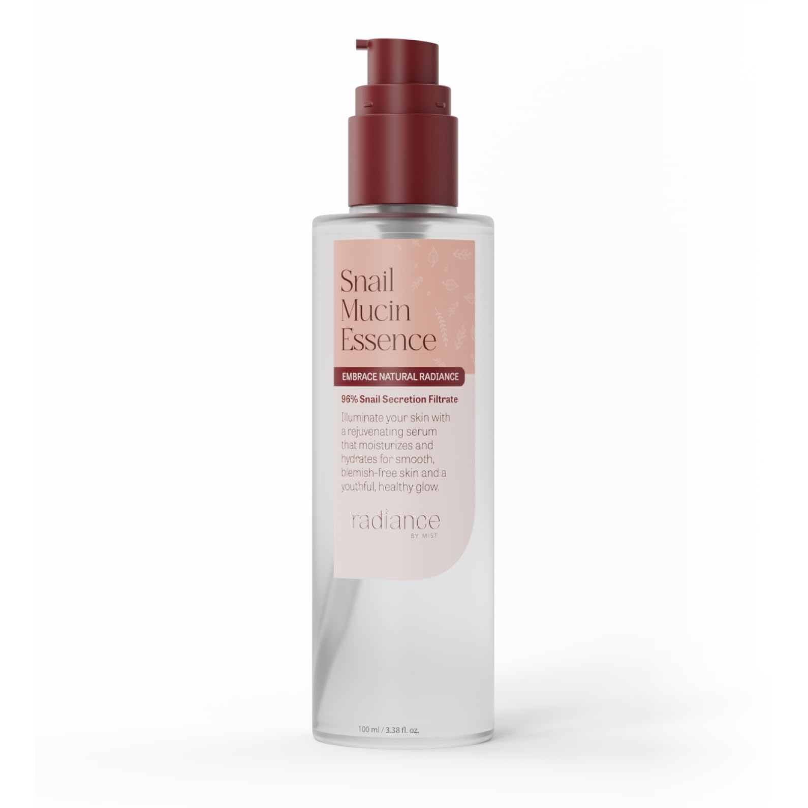 Radiance Snail Mucin Serum with Advanced Snail 96% Mucin Power Essence, Korean Skin Care with Hydrating Hyalauronic Acid Korean Serum, 3.38 fl oz, 100ml