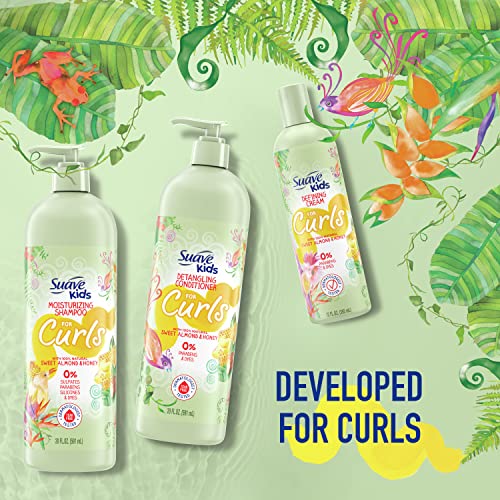 Suave Kids Naturals Shampoo Sulfate Free Shampoo for Kids Curls, Sweet Almond and Honey Dermatologist Tested and Tear-free Shampoo 20 oz