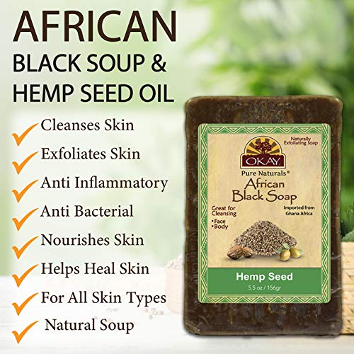 OKAY African Black Soap Hemp Seed, Hemp Seed, 5.5 Ounce