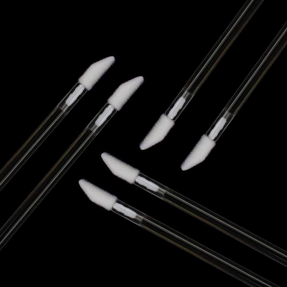 Mekupeu 300 Pieces Disposable Lip Brushes Lipstick Gloss Wands Applicator Makeup Tool Kits, Clear Handle